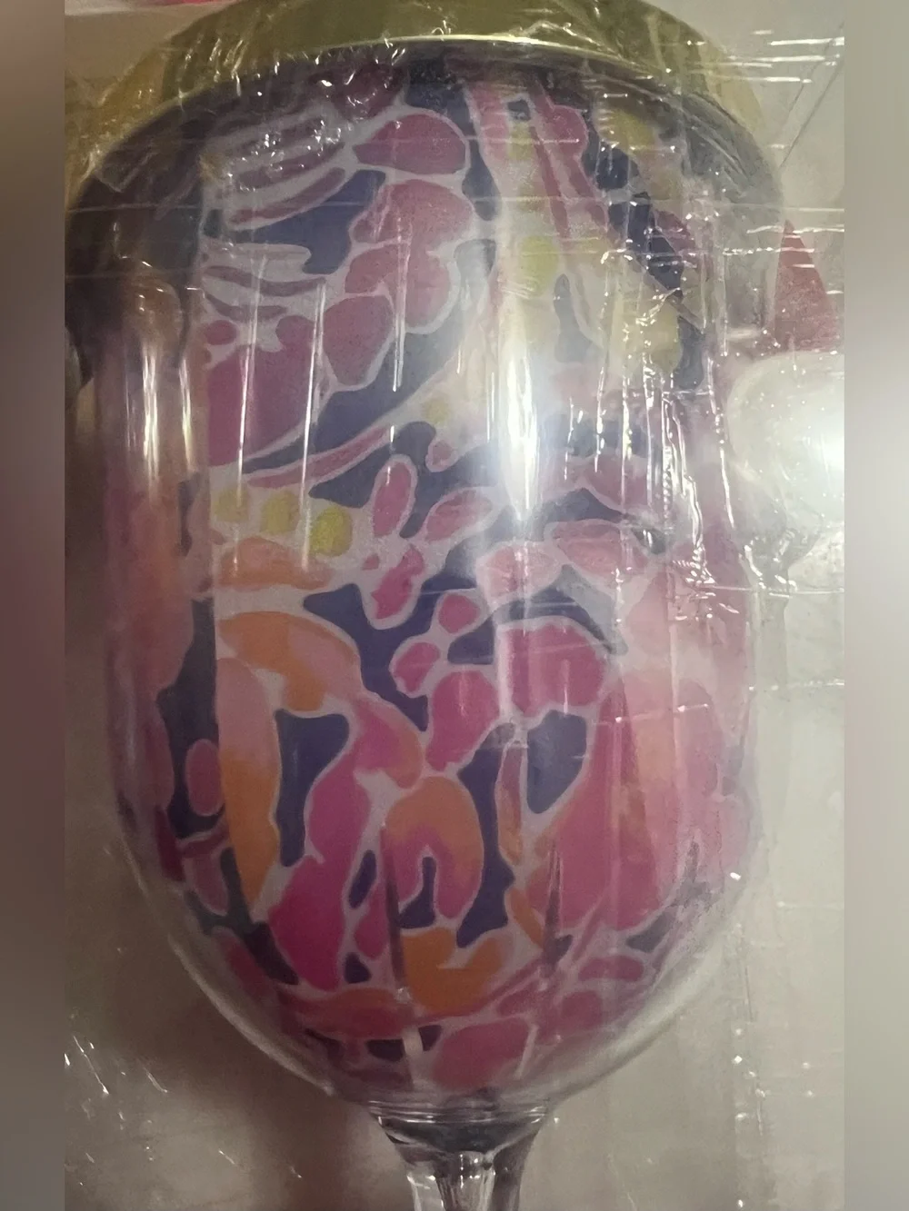 Lily Pulitzer Acrylic Catch And Release Sip Sip Wine Glasses Gold Lids Straw New
